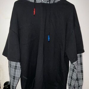 Gurunvani Black and Gray flannel hooded shirt size XL
